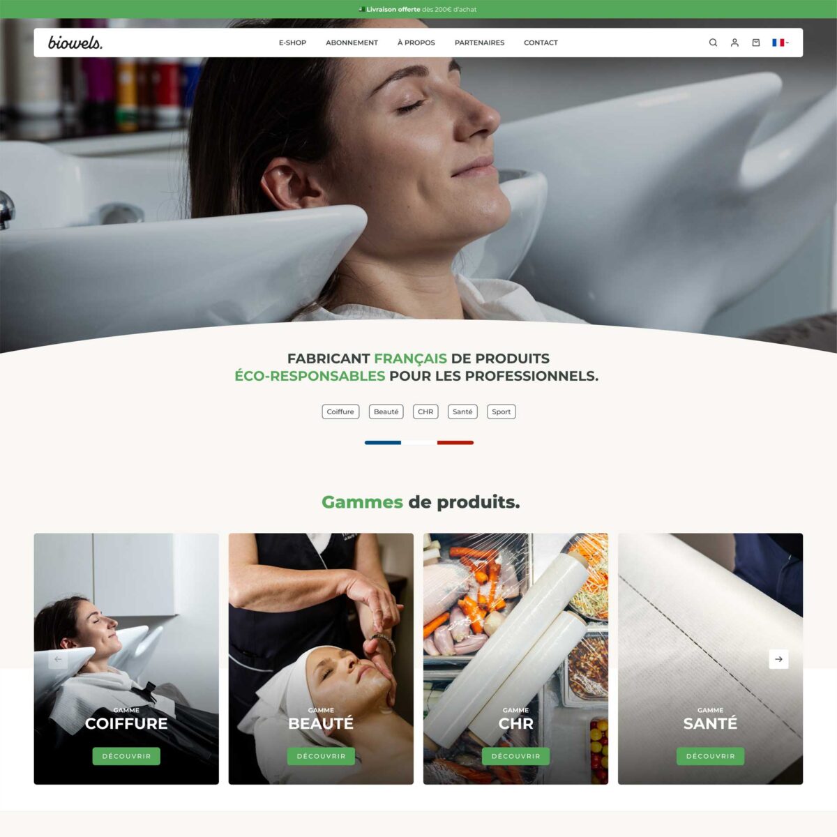 Biowels : un site e-Commerce Shopify pour la vente aux professionnels