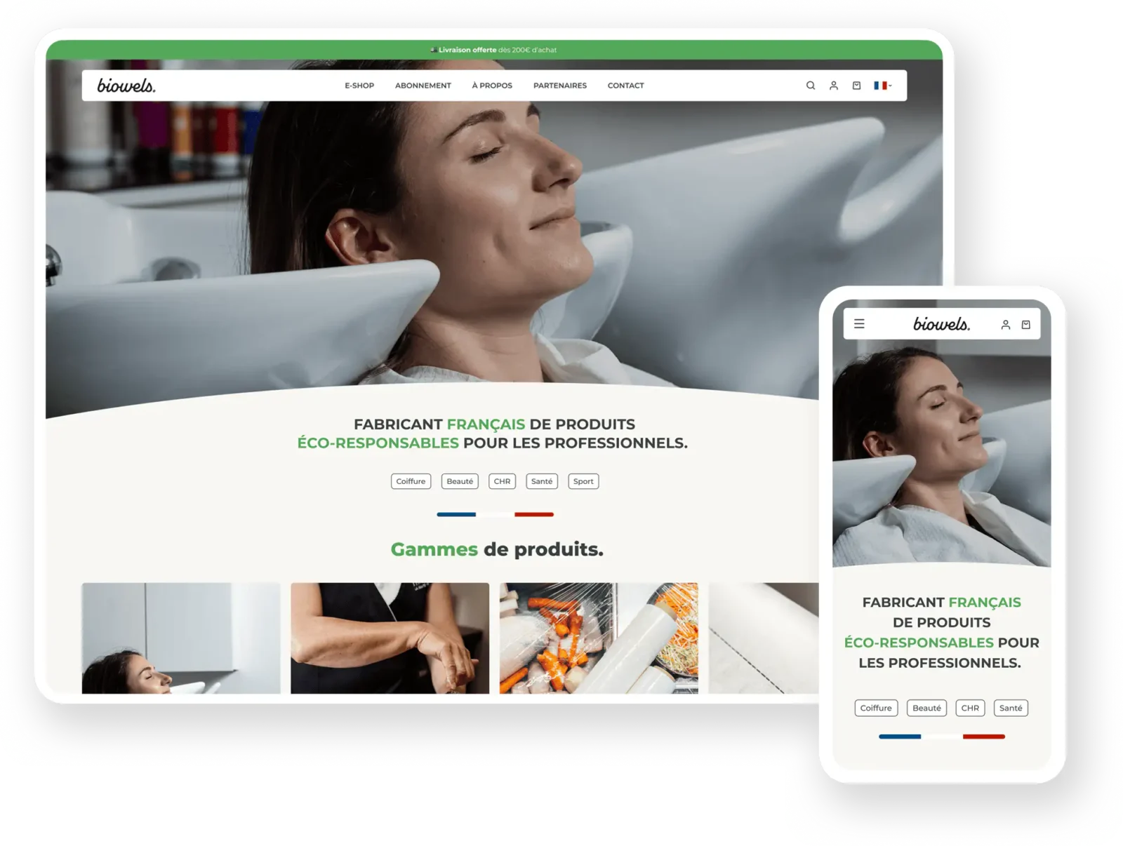 Biowels : un site e-Commerce Shopify pour la vente aux professionnels